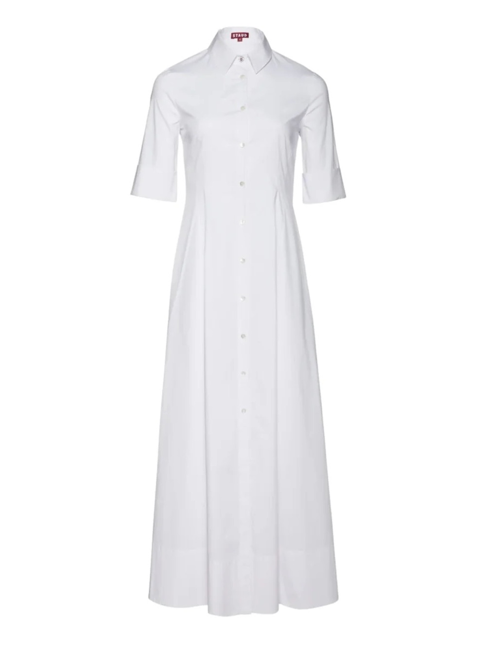 STAUD White Button-Down Maxi Shirt Dress